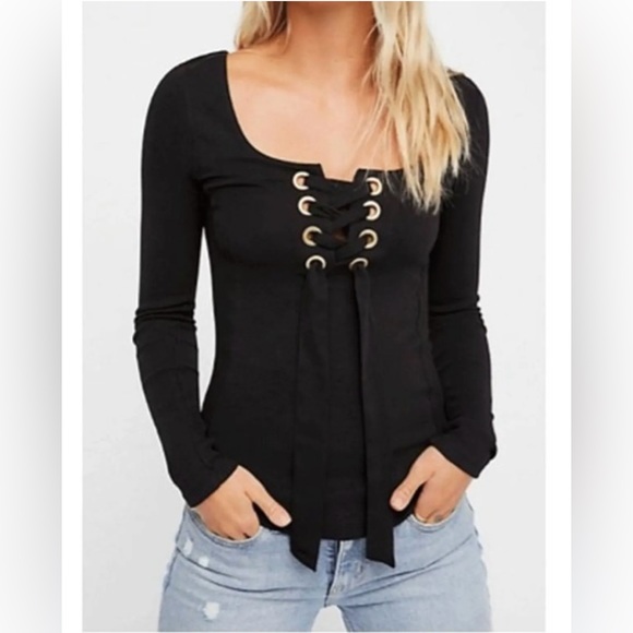 Free People Tops - Free People Looking Back Lace-Up Top